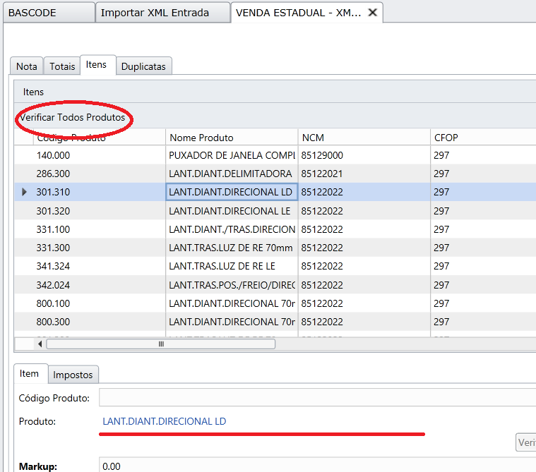 Importação XML Verificar /