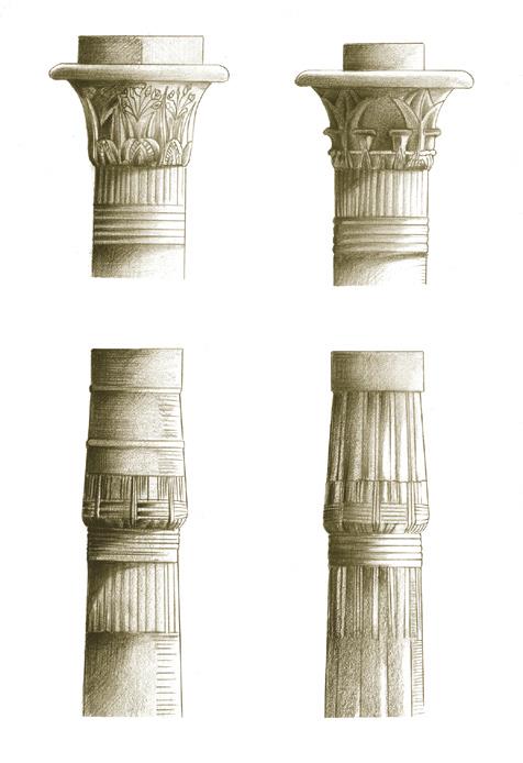 Colunas e Templos As categorias das colunas dos templos egípcios são divididas de acordo com