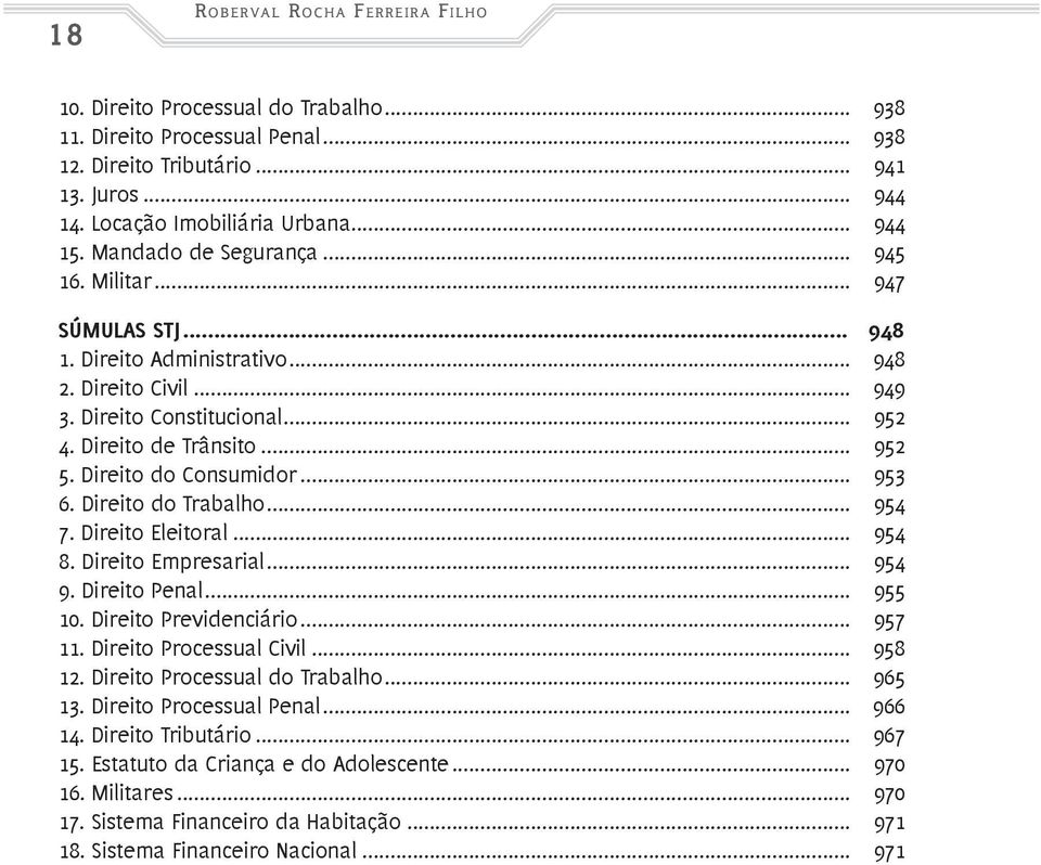 Direito do Consumidor... 953 6. Direito do Trabalho... 954 7. Direito Eleitoral... 954 8. Direito Empresarial... 954 9. Direito Penal... 955 10. Direito Previdenciário... 957 11.