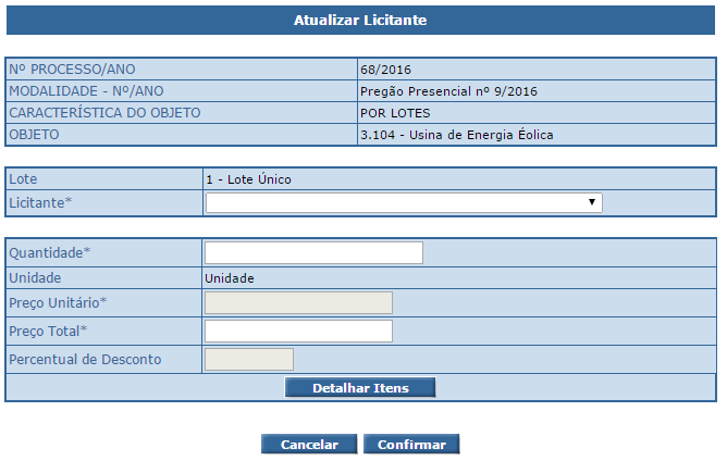 Figura 16 Mensagem de alerta enviada após cadastramento da aba Julgamento e clicar em Salvar. Aba Adjudic./Homolog.