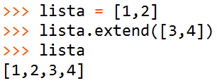 25 Métodos extend(lista2) Acrescenta os elementos