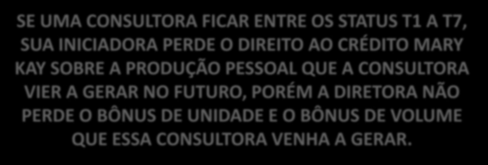 OBSERVAÇÕES IMPORTANTES STATUS A3: Se não fizer um pedido mínimo até o final do mês, a Consultora se torna inativa no mês seguinte.