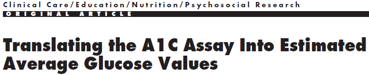 O estudo ADAG e os novos valores de correlação entre A1C e glicemia média estimada Níveis de A1C Glicemia Média Estimada 4 68 5 97 6 126 7 154 8 183 Níveis de A1C