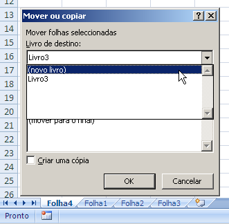 - Mover ou Copiar Útil é também a possibilidade de mover ou copiar uma folha. Isto permite, por exemplo, copiar uma folha de um dado livro para um livro novo ou para um livro preexistente.