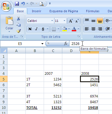 INTRODUÇÃO DE DADOS Tipos de dados Numa folha de Excel, os dados são introduzidos em cada uma das células.