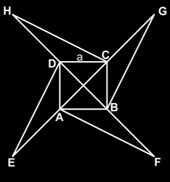 prolongamentos da diagonal BD, com EA=AC=CG e FB=BD=DH,