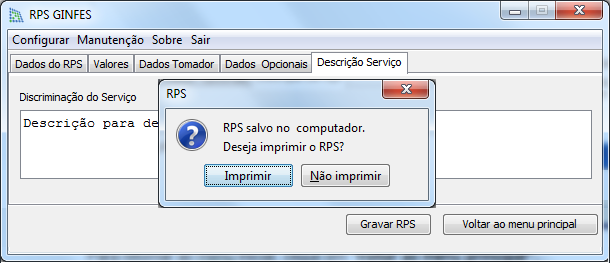 Serviço Intermediário Informe a razão social, CNPJ e inscrição municipal da empresa.