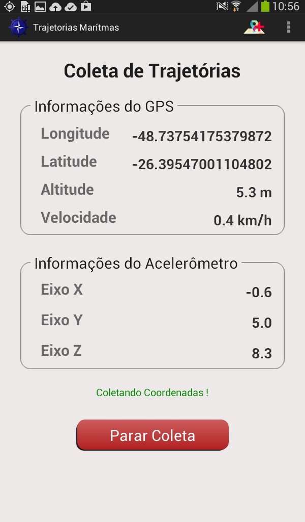 Figura 1 Código para obter coordenadas utilizando a classe LocationManager. Para a persistência dos dados, foi utilizado o formato de arquivo CSV.