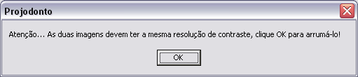 Figura 2 Aviso que o programa emite caso a resolução de contraste de ambas as imagens a serem subtraídas sejam diferentes. 4.