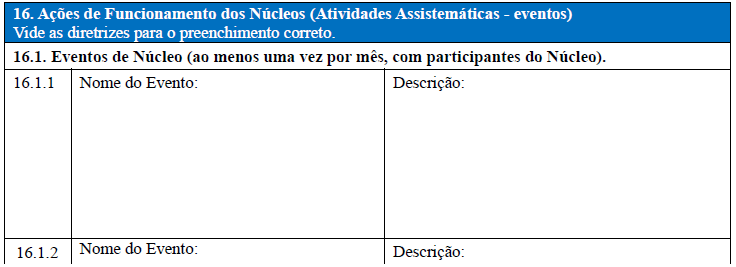 Evento de pequeno porte, orientado para os beneficiados do núcleo.