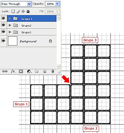Agora que os quadrados brancos estão todos na mesma layer, renomeie a nova layer para Caixa Branca. Clique no botão Add Layer Style e selecione a opção Bevel and Emboss.