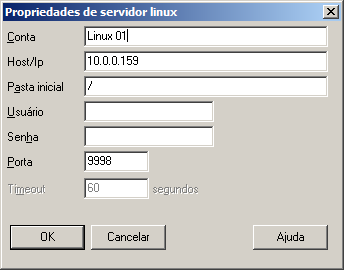 5.3. Na aba Origens, clique no botão Configurar Servidor e digite os dados de acesso ao servidor Linux; Tipos de Backup: a) Completo; b) Incremental: Realizado por dias a