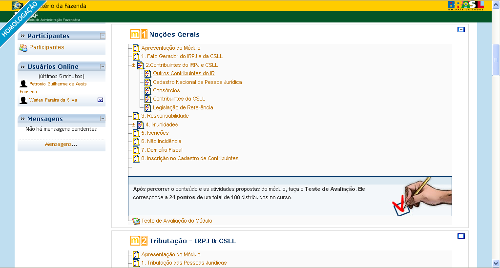 3.3.Conteúdo dos módulos Para acessar os recursos programados para o curso (páginas de conteúdo,