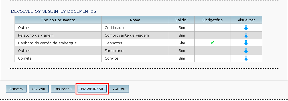 Após localizar a PCDP, informe se a viagem foi realizada.