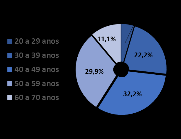 Perfil dos entrevistados Idade 9,2% 7,5% 24,9% 26,2% 32,2% 20