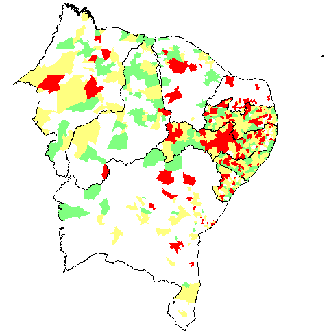 Região Nordeste - 743 municípios participaram do LIRAa Aumento de 25,7% no número de municípios participantes em relação a fevereiro de 2014 201 em situação satisfatória 371 em situação de alerta 171