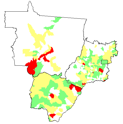 Região Centro-Oeste - 238 municípios participaram do LIRAa Aumento de 30,1% no número de municípios participantes em relação a fevereiro de 2014 106 em situação
