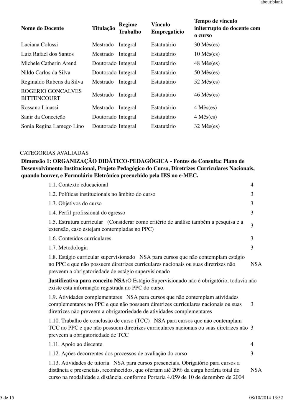 Mês(es) ROGERIO GONCALVES BITTENCOURT Mestrado Integral Estatutário 46 Mês(es) Rossano Linassi Mestrado Integral Estatutário 4 Mês(es) Sanir da Conceição Doutorado Integral Estatutário 4 Mês(es)