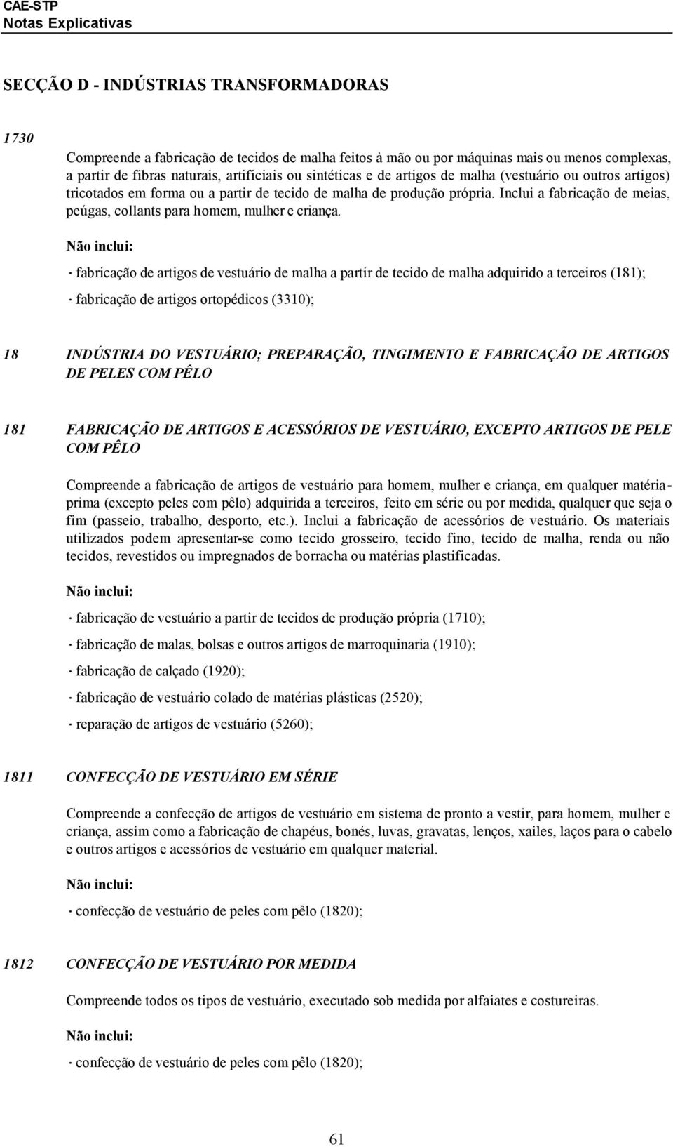 fabricação de artigos de vestuário de malha a partir de tecido de malha adquirido a terceiros (181); fabricação de artigos ortopédicos (3310); 18 INDÚSTRIA DO VESTUÁRIO; PREPARAÇÃO, TINGIMENTO E