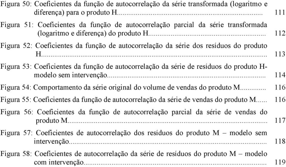 .. 2 Figura 52: Coeficienes da função de auocorrelação da série dos resíduos do produo H... 3 Figura 53: Coeficienes da função de auocorrelação da série de resíduos do produo H- modelo sem inervenção.