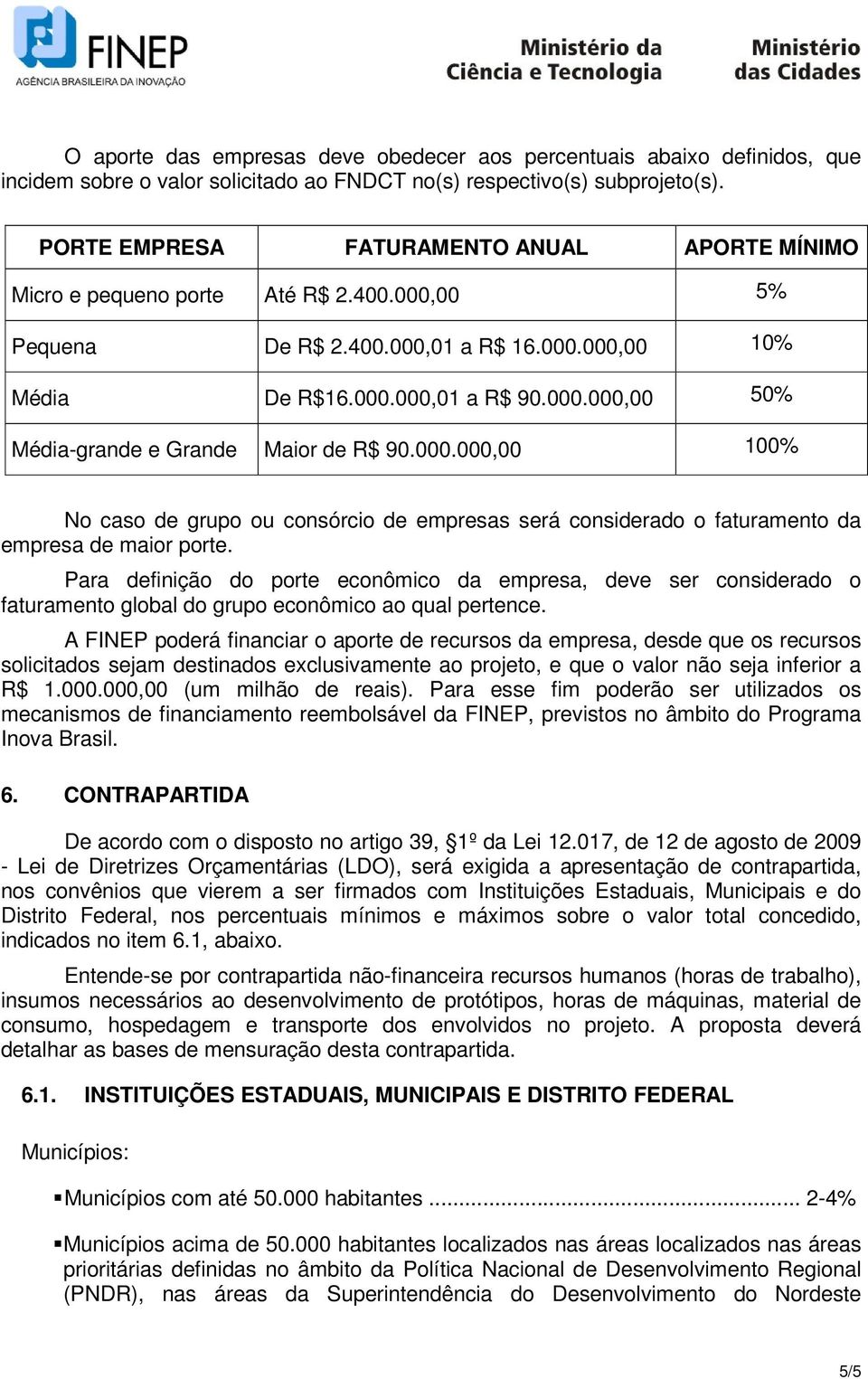 000.000,00 100% No caso de grupo ou consórcio de empresas será considerado o faturamento da empresa de maior porte.