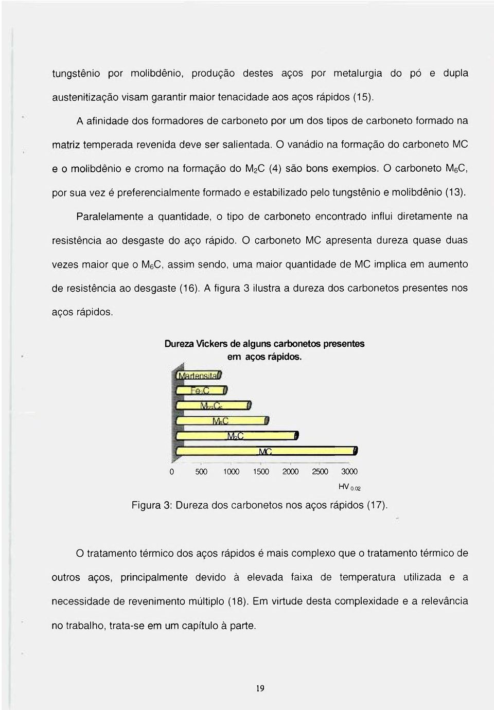 O vanádio na formação do carboneto MC e o molibdênio e cromo na formação do M2C (4) são bons exemplos.