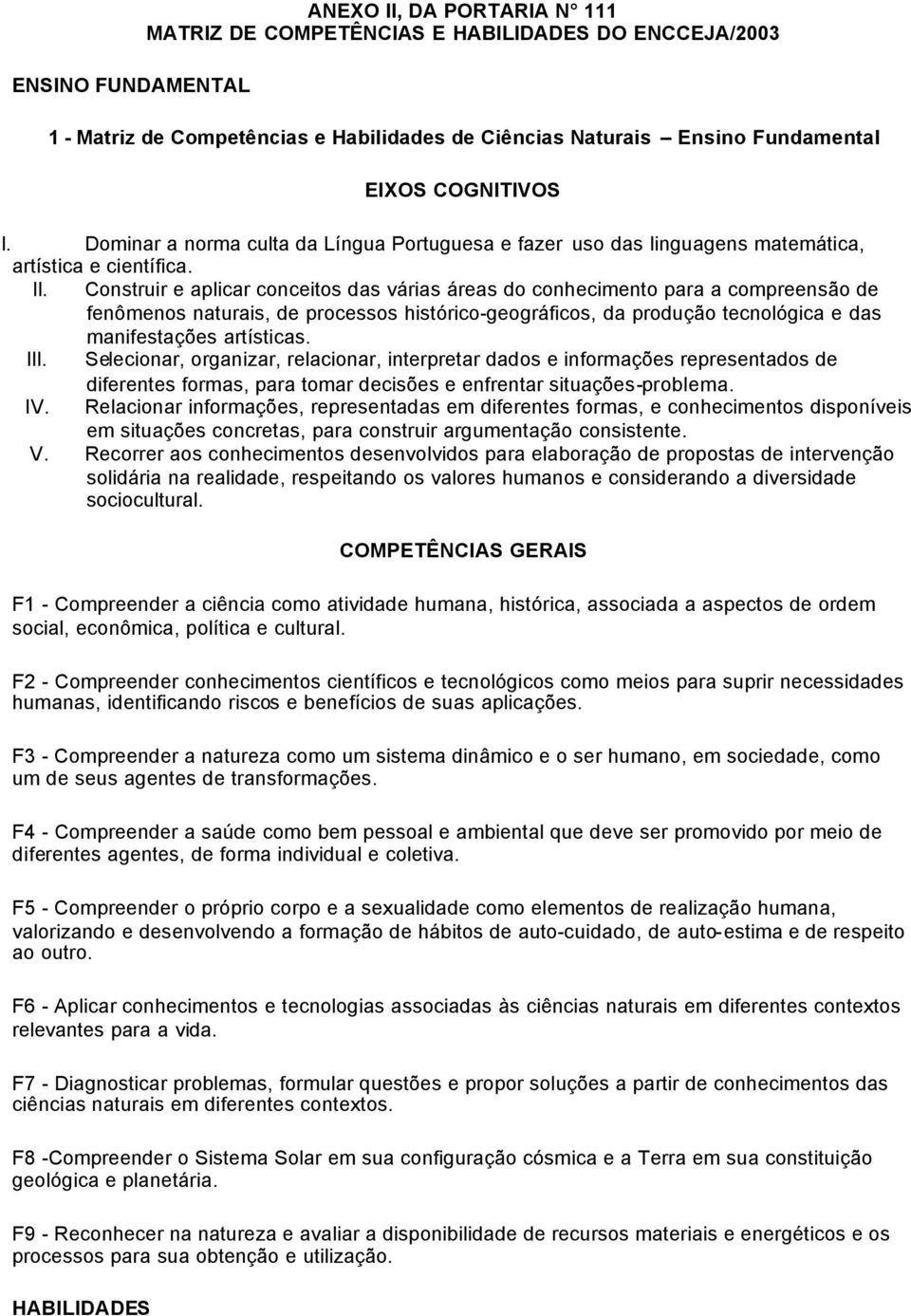 Construir e aplicar conceitos das várias áreas do conhecimento para a compreensão de fenômenos naturais, de processos histórico-geográficos, da produção tecnológica e das manifestações artísticas.