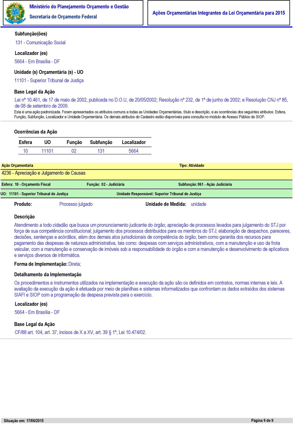 pronunciamento judicante do órgão; apreciação de processos levados para julgamento do STJ por força de sua competência constitucional; julgamento dos processos distribuídos para os membros do STJ;