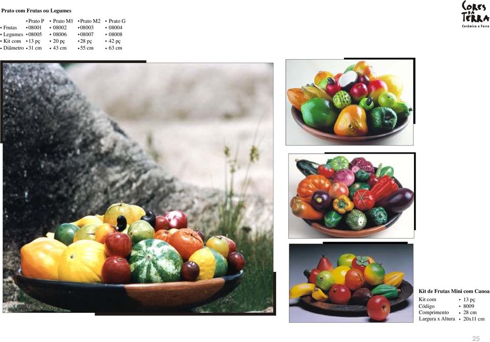 com 13 pç 20 pç 28 pç 42 pç 31 cm 43 cm 55 cm 63 cm Kit de Frutas