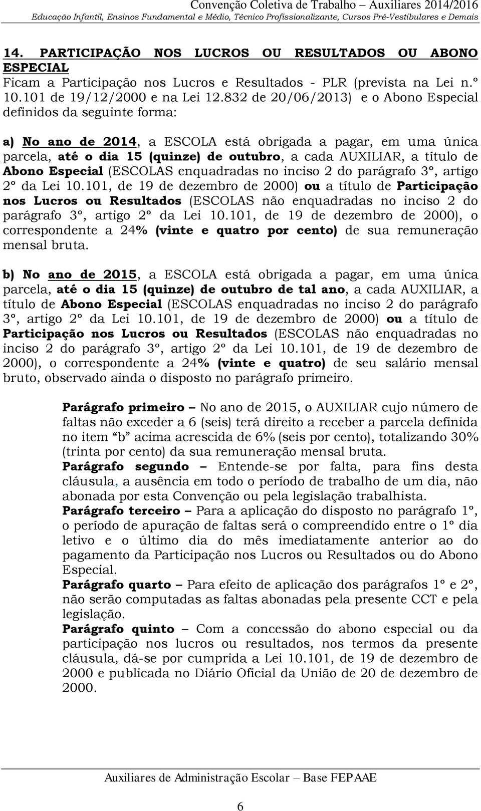 de Abono Especial (ESCOLAS enquadradas no inciso 2 do parágrafo 3º, artigo 2º da Lei 10.