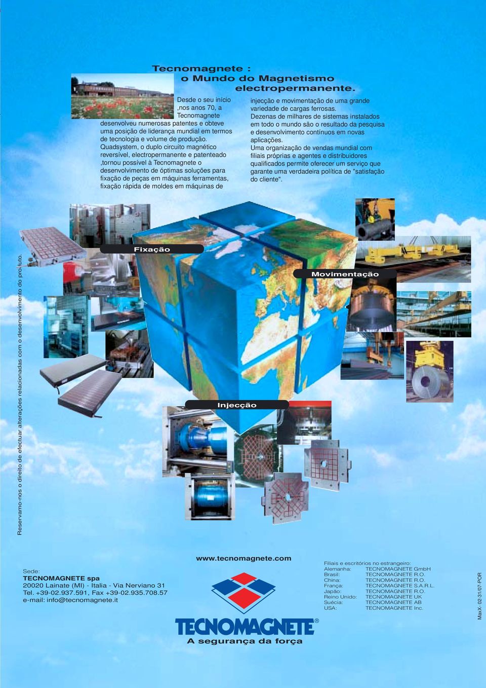 Quadsystem, o duplo circuito magnético reversível, electropermanente e patenteado,tornou possível à Tecnomagnete o desenvolvimento de óptimas soluções para fixação de peças em máquinas ferramentas,