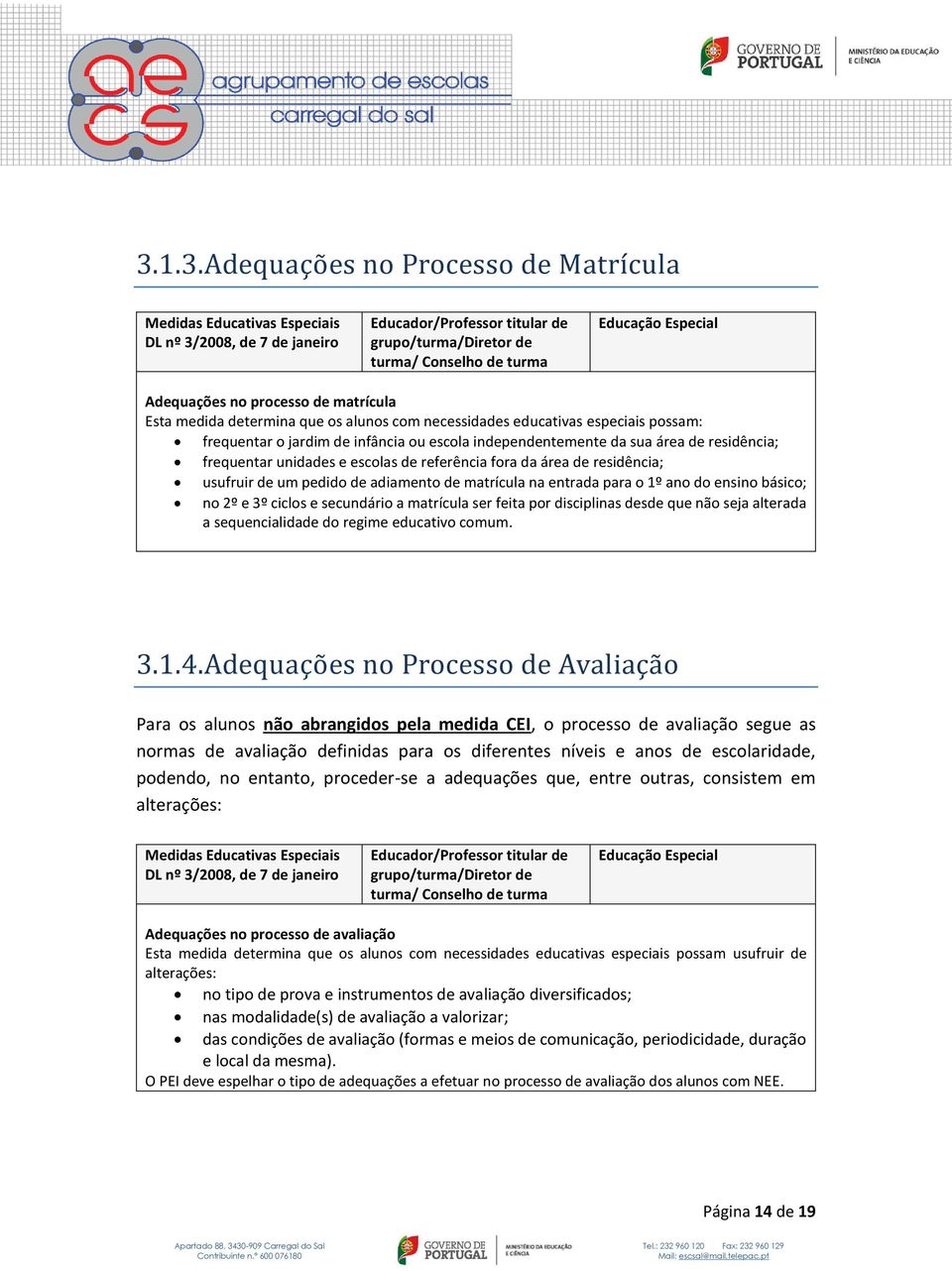 residência; frequentar unidades e escolas de referência fora da área de residência; usufruir de um pedido de adiamento de matrícula na entrada para o 1º ano do ensino básico; no 2º e 3º ciclos e