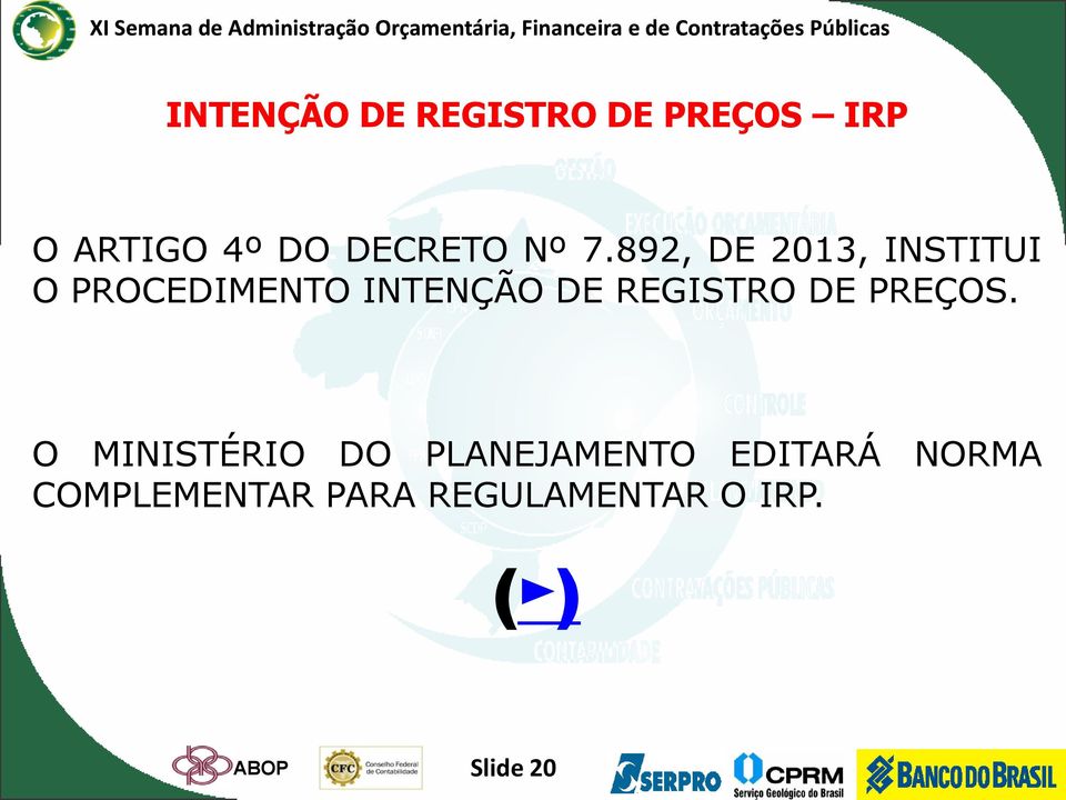 REGISTRO DE PREÇOS.