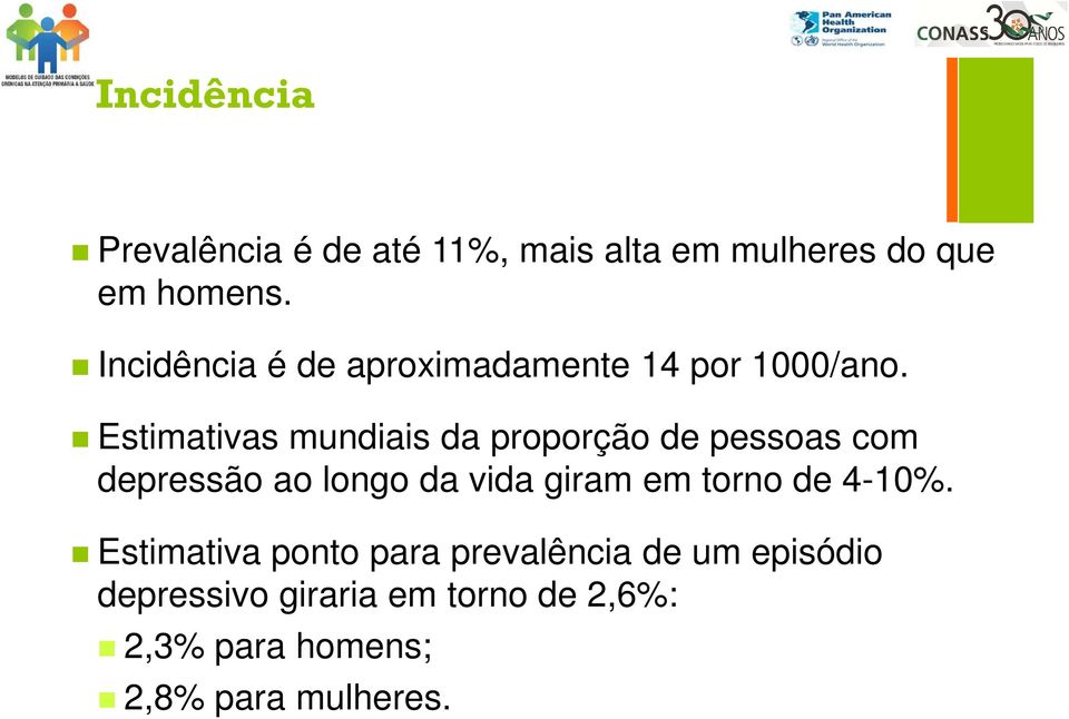 Estimativas mundiais da proporção de pessoas com depressão ao longo da vida giram em