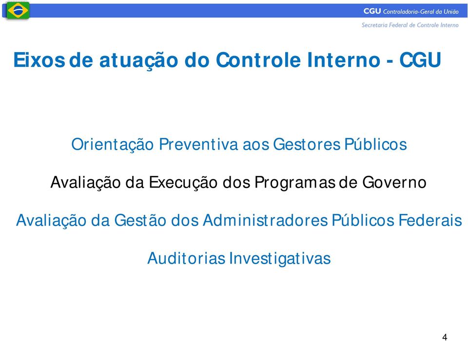 dos Programas de Governo Avaliação da Gestão dos