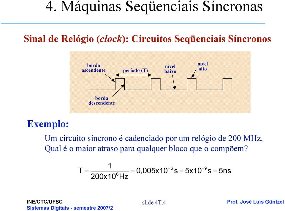 cadenciado por um relógio de 2 MHz Qual é o maior atraso para qualquer bloco que o compõem?