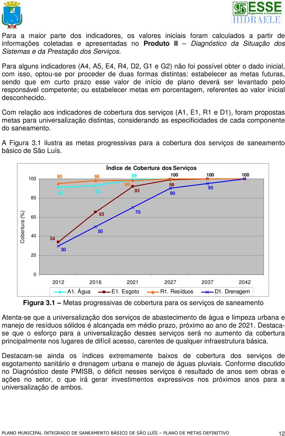 Para alguns indicadores (A4, A5, E4, R4, D2, G1 e G2) não foi possível obter o dado inicial, com isso, optou-se por proceder de duas formas distintas: estabelecer as metas futuras, sendo que em curto