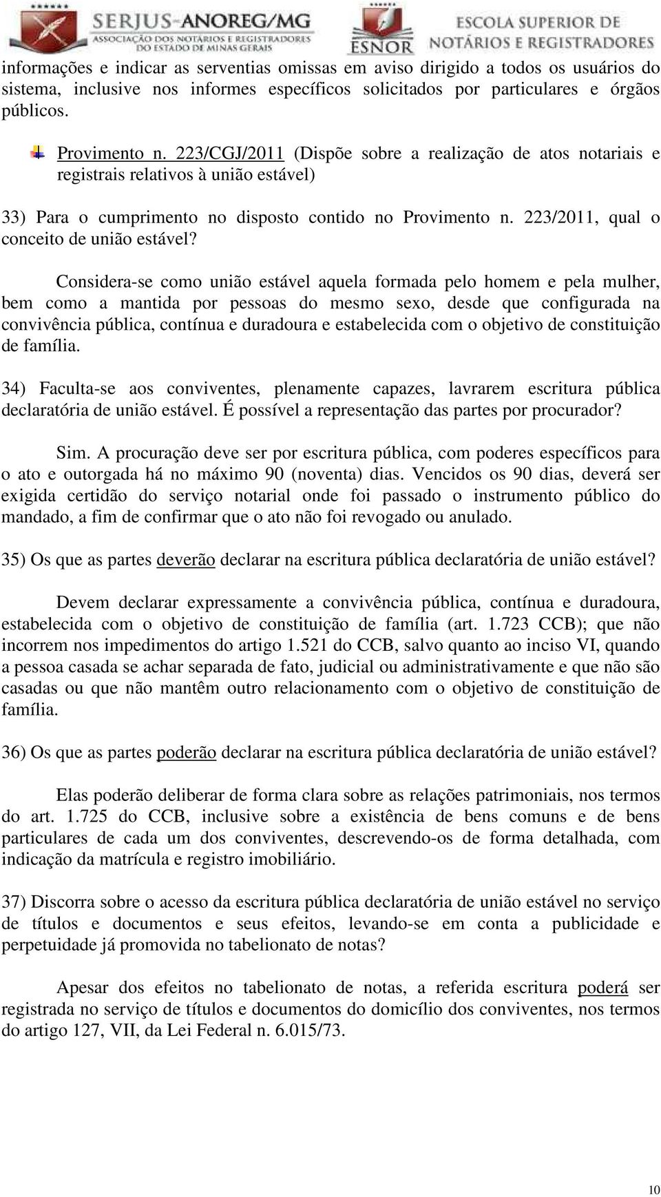 223/2011, qual o conceito de união estável?