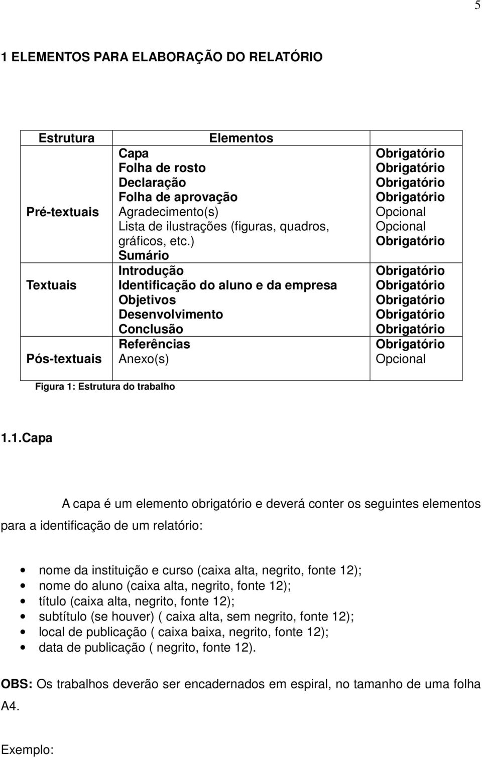 Estrutura do trabalho 1.