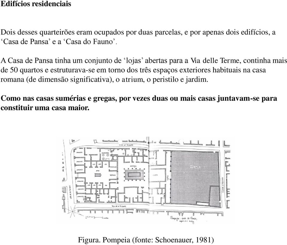 A Casa de Pansa tinha um conjunto de lojas abertas para a Via delle Terme, continha mais de 50 quartos e estruturava-se em torno dos