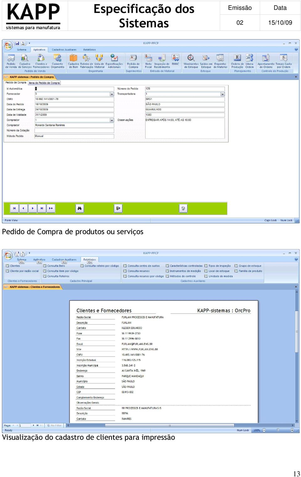 Visualização do