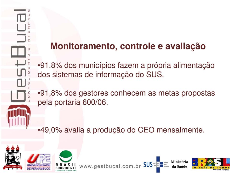 SUS. 91,8% dos gestores conhecem as metas propostas pela