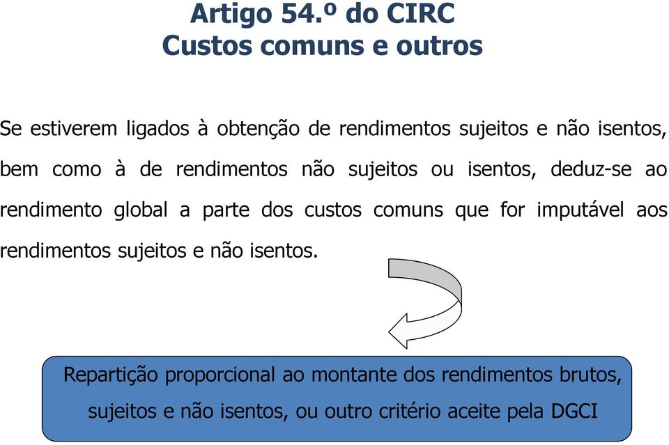 isentos, bem como à de rendimentos não sujeitos ou isentos, deduz-se ao rendimento global a parte