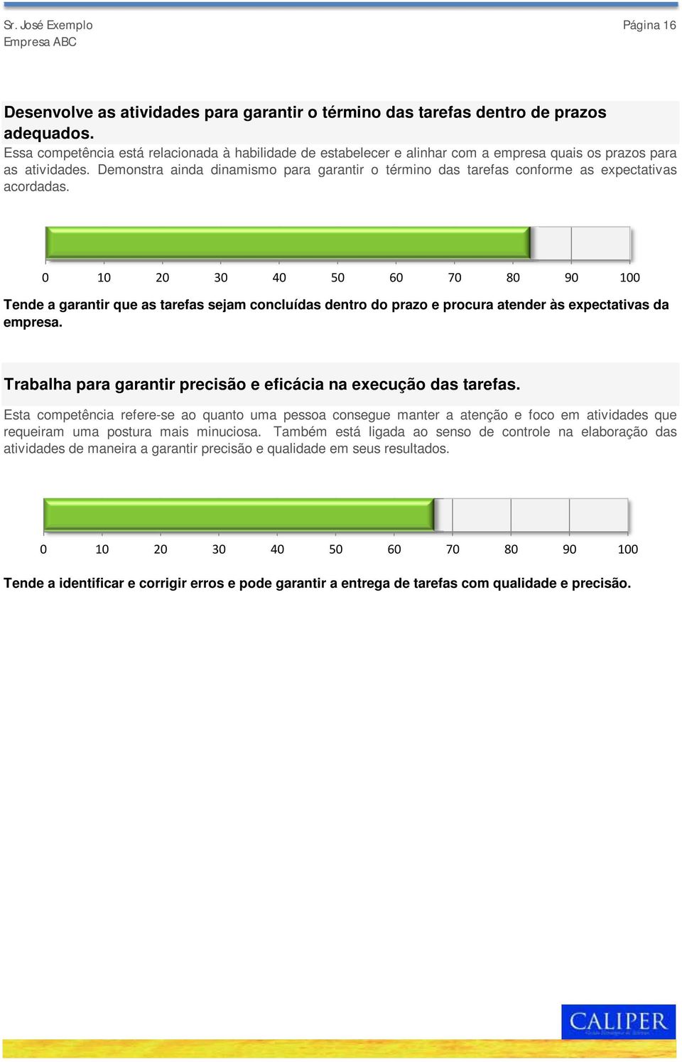 Demonstra ainda dinamismo para garantir o término das tarefas conforme as expectativas acordadas.