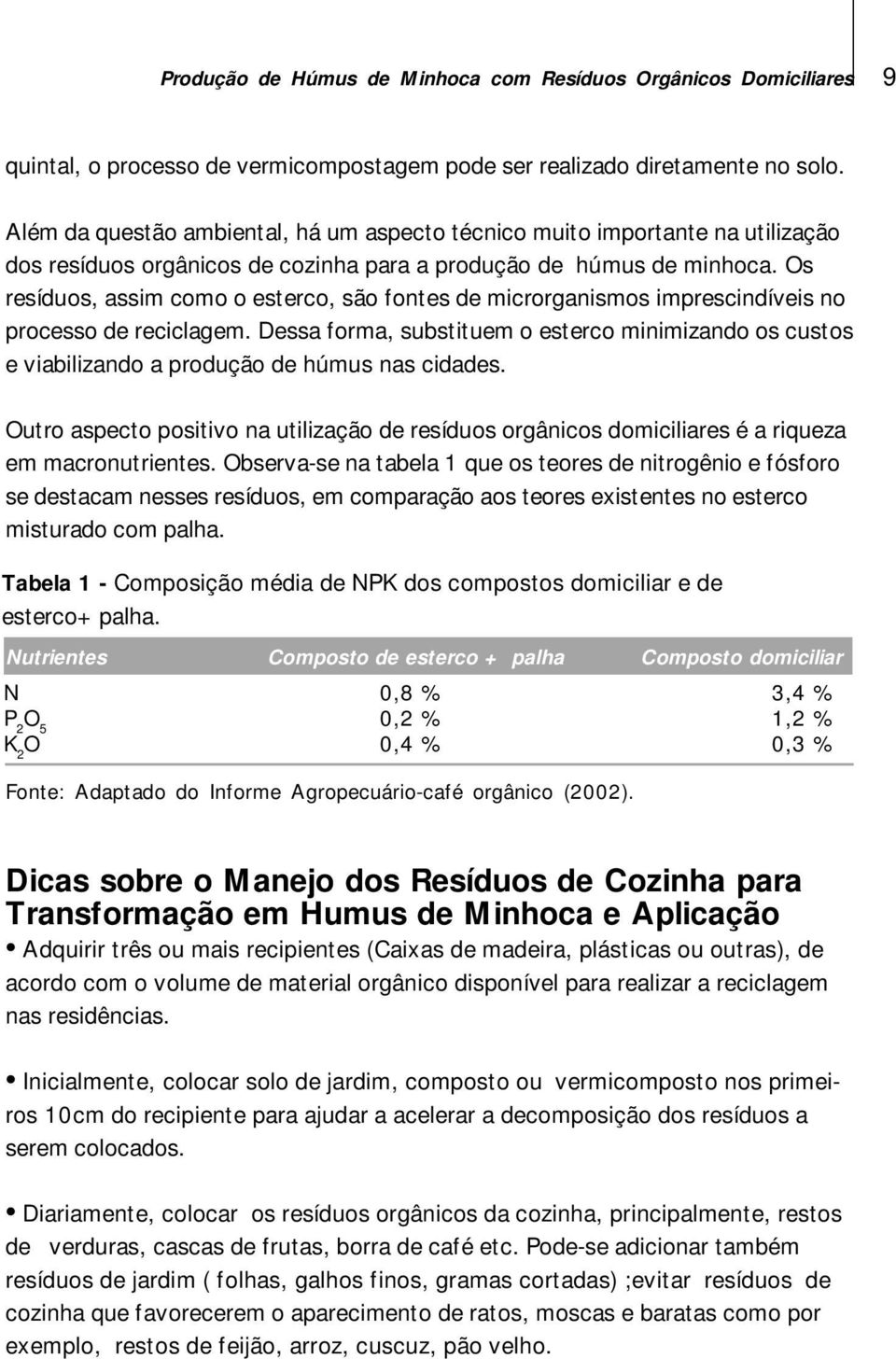 Os resíduos, assim como o esterco, são fontes de microrganismos imprescindíveis no processo de reciclagem.