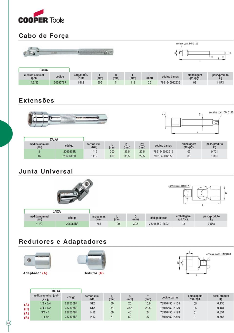 1/2 IX 6954R 784 9 39,5 78992 0,558 Redutores e daptadores encaixe conf.