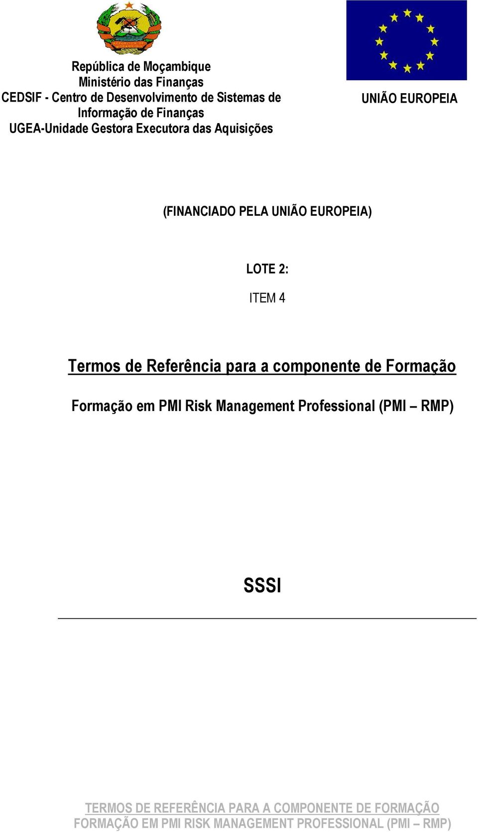 PELA UNIÃO EUROPEIA) LOTE 2: ITEM 4 Formação em PMI Risk Management Professional (PMI RMP) SSSI