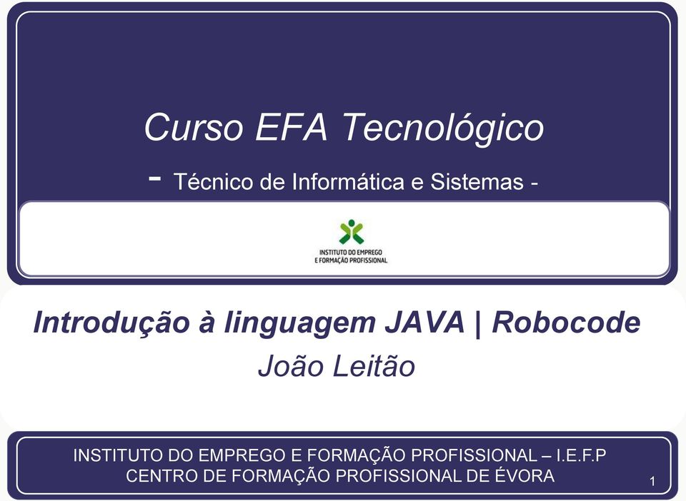 João Leitão INSTITUTO DO EMPREGO E FORMAÇÃO