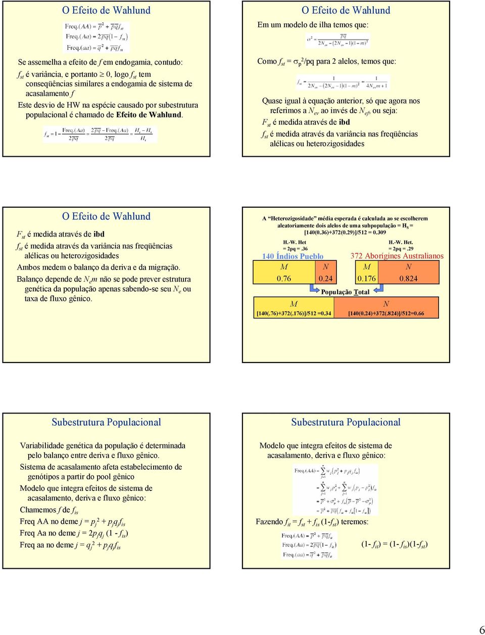 Como f st = σ p2 /pq pr 2 lelos, temos que: Quse igul à equção nterior, só que gor nos referimos N ev o invés de N ef,ou sej: F st é medid trvés de ibd f st é medid trvés d vriânci ns freqüêncis