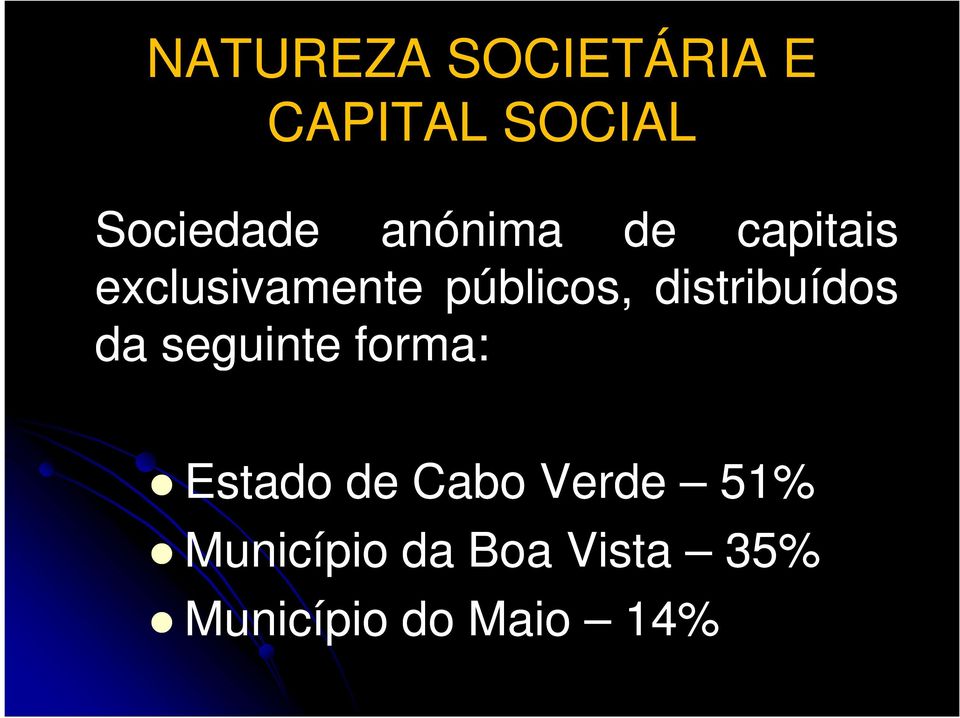 distribuídos da seguinte forma: Estado de Cabo